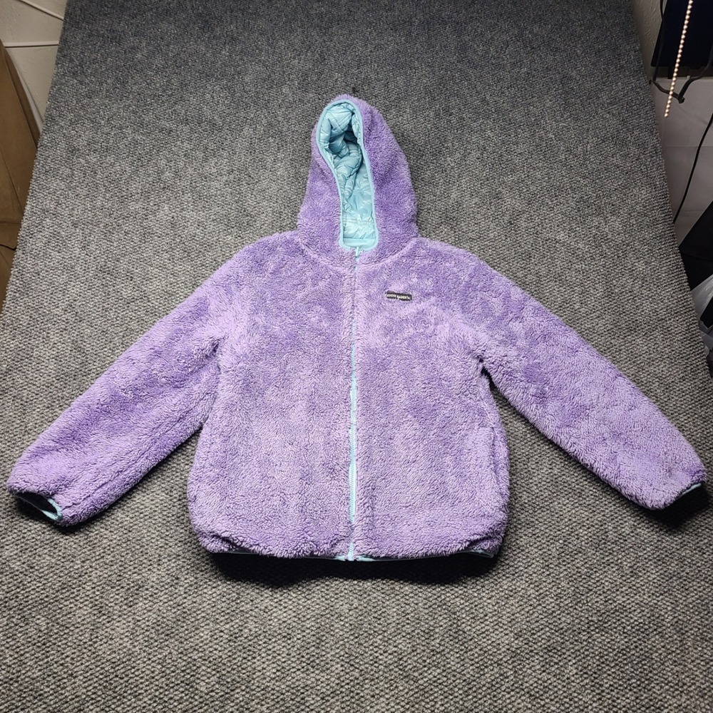 Eddie Bauer Kids Reversible Fleece Puffer Jacket Purple Ombre Hooded Full Zip